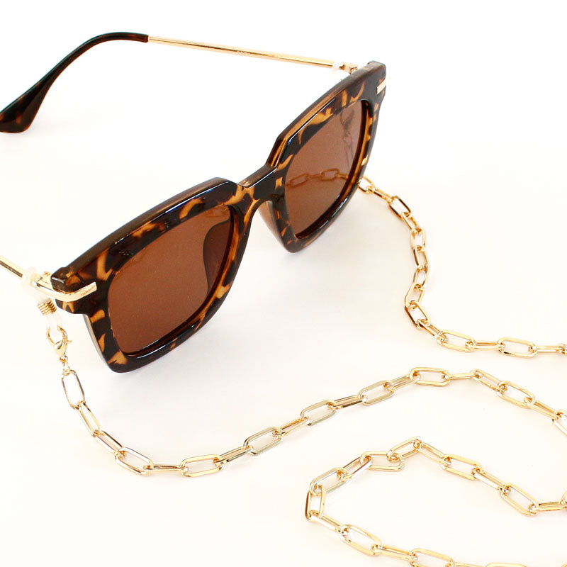 Gafas con cadena dorada hot sale